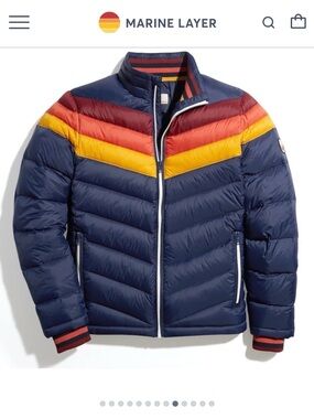 Marine Layer Custom Cut & Sew Zurich Puffer Coat Size XL Navy